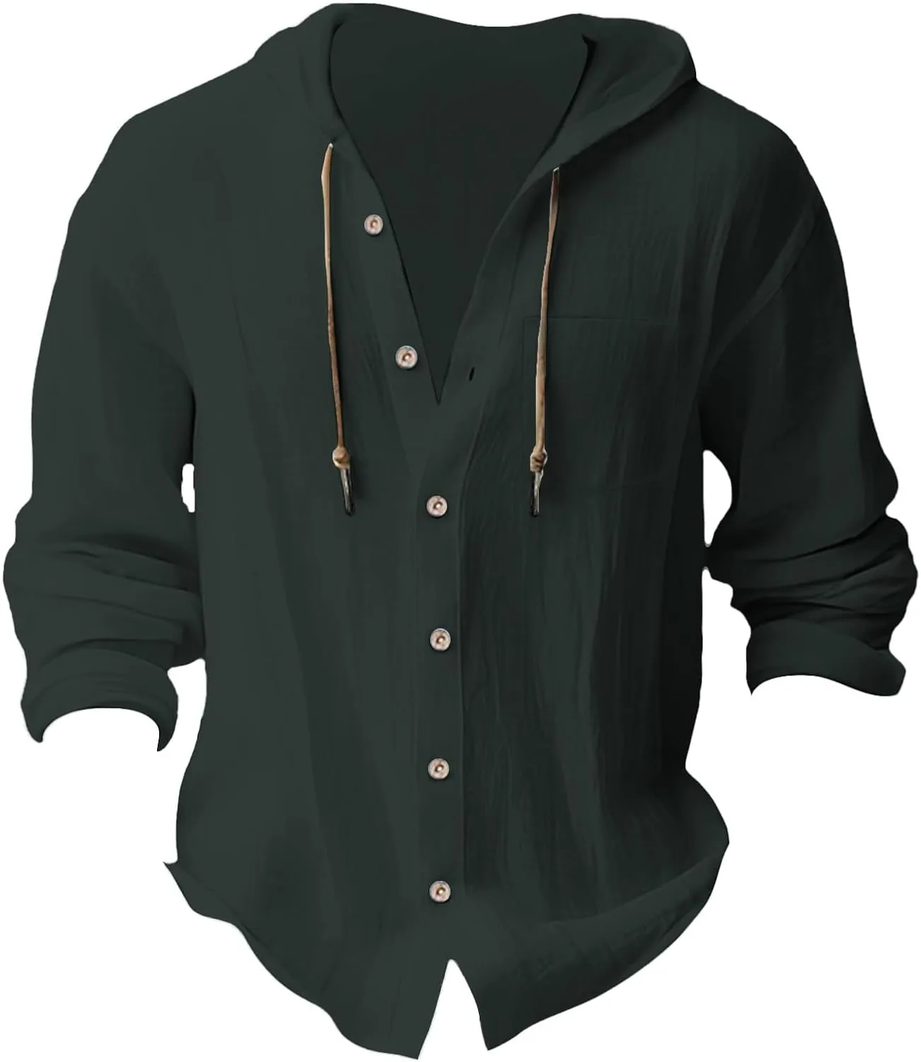 100 Percent Cotton Linen Hoodies for Men Long Sleeve Button Down Shirt Active Athletic Workout Sweatshirts for Men