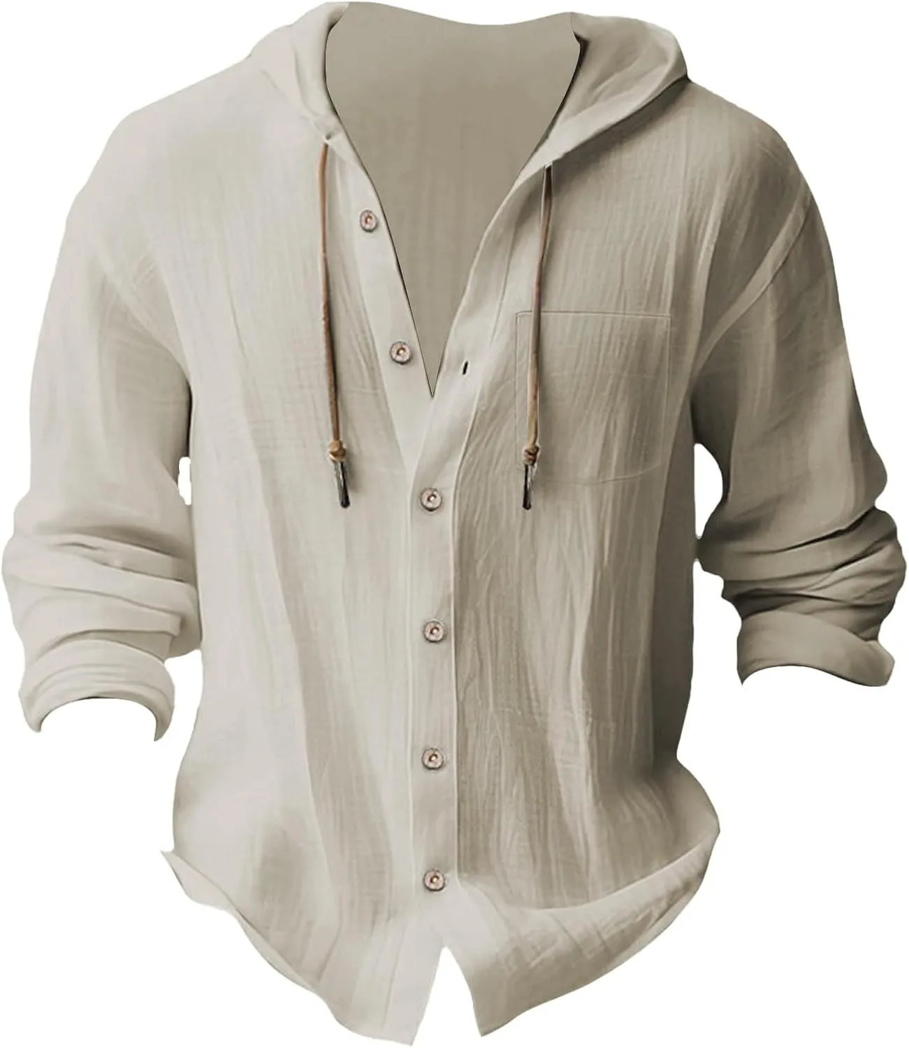 100 Percent Cotton Linen Hoodies for Men Long Sleeve Button Down Shirt Active Athletic Workout Sweatshirts for Men