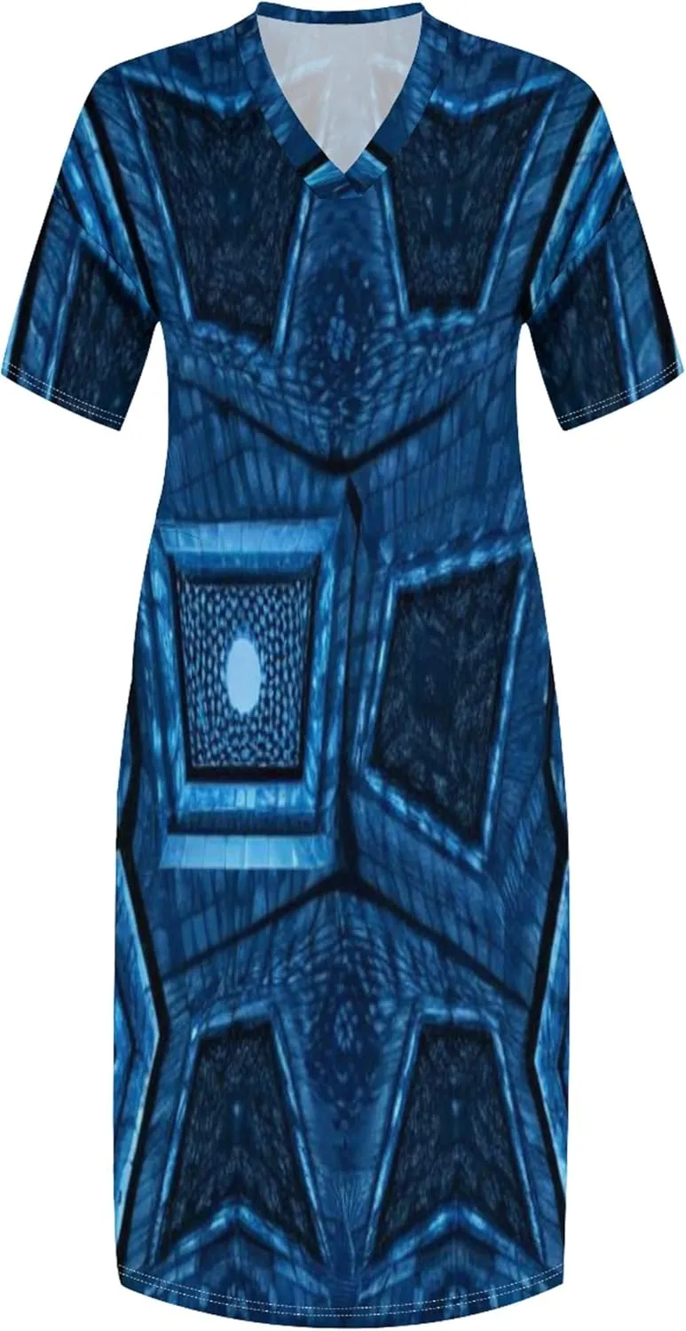 2024 Fahion Women's Plus Size Maxi Dresses Summer V Neck Casual Short Sleeve Party Long Sundress XL-6XL with Pockets