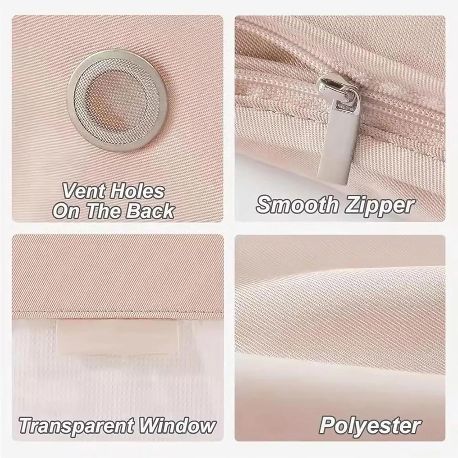 2025 Space Saving Hanging Garment Bag With Self Compression Zipper, Coat Covers For Closet With Zipper, Down Coat Compression Dust Cover For Clothes (Pink, M)