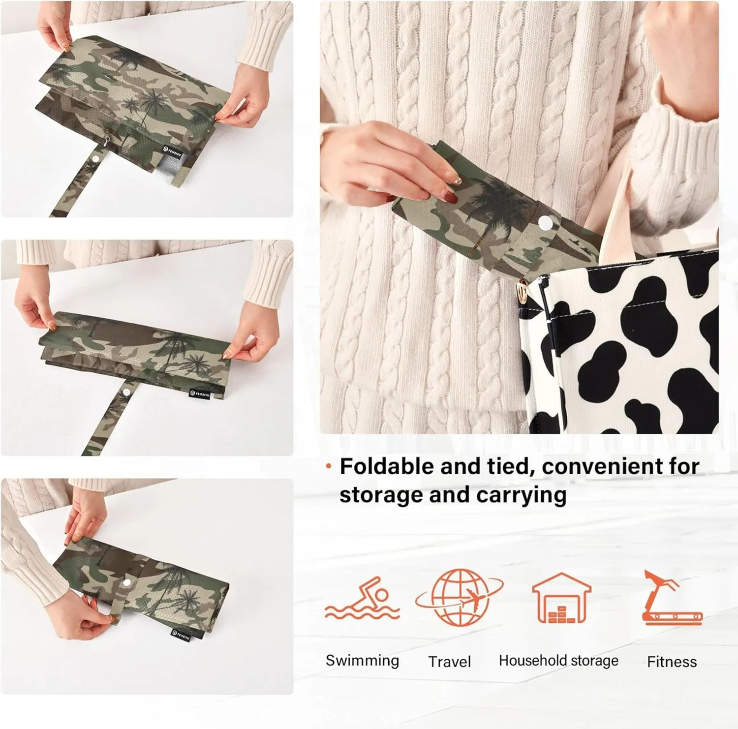 3 Set Packing Cubes Luggage Packing Organizers Camouflages with Palm Tree Travel Packing Storage Bags for Suitcase Travel Accessories