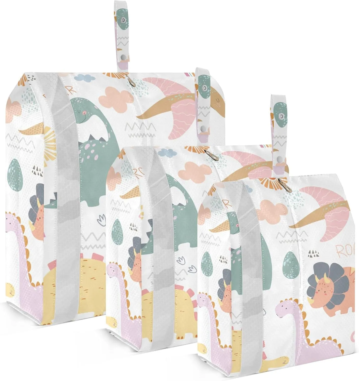 3 Set Packing Cubes Luggage Packing Organizers Cartoon Dinosaurs Rainbows and Eggs Travel Packing Storage Bags for Suitcase Travel Accessories