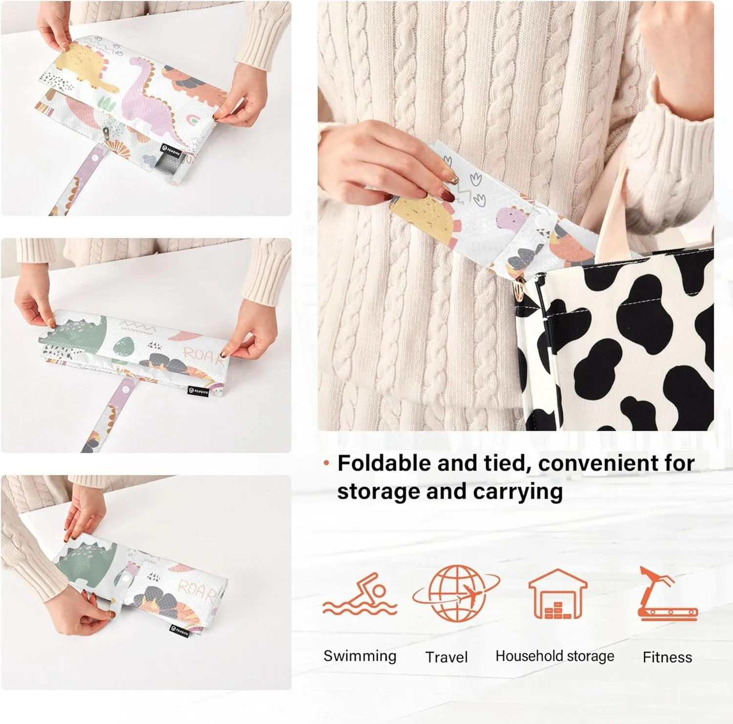 3 Set Packing Cubes Luggage Packing Organizers Funny Cartoon Dinosaurs Rainbows and Eggs Travel Packing Storage Bags for Suitcase Travel Accessories