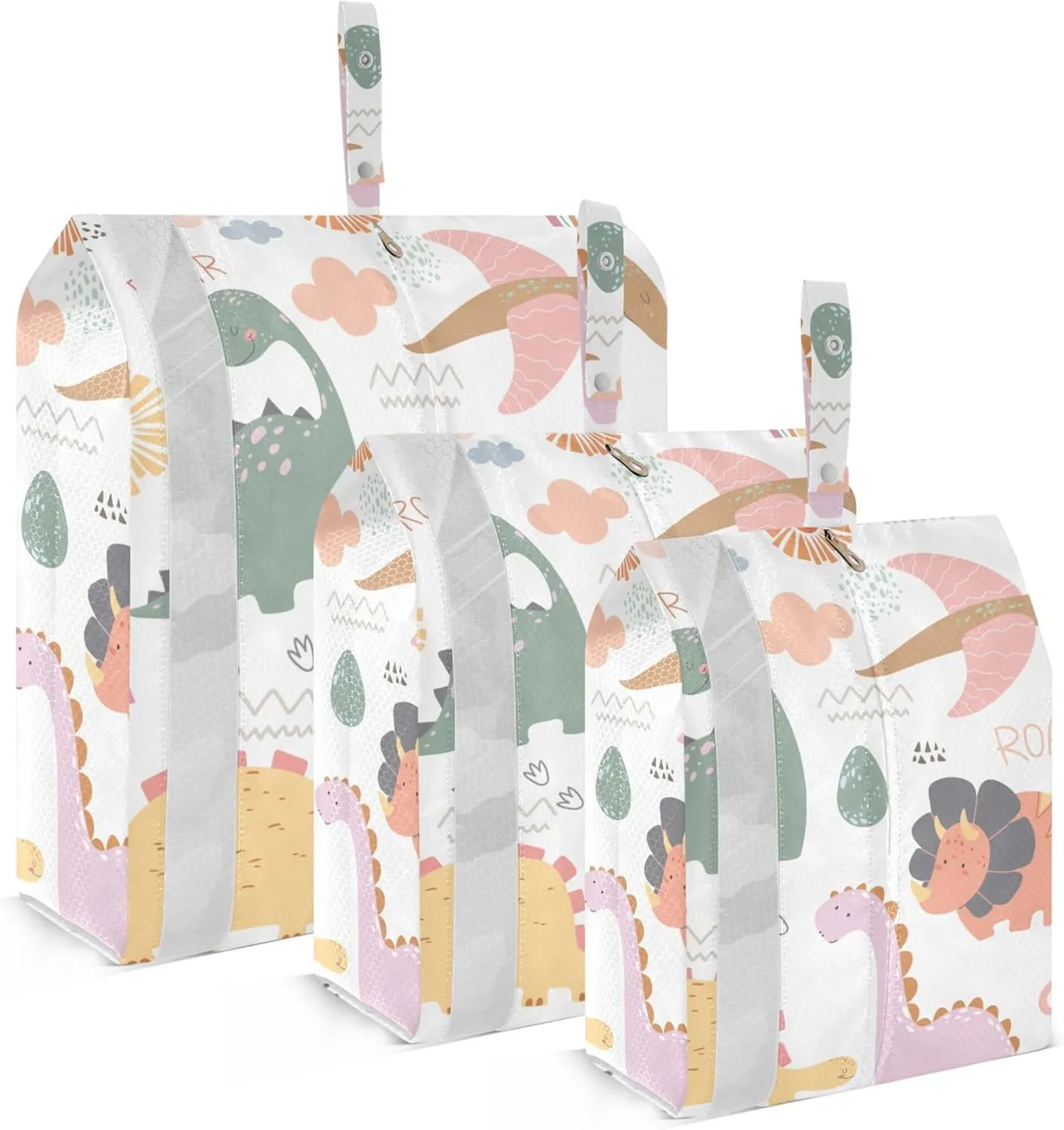 3 Set Packing Cubes Luggage Packing Organizers Funny Cartoon Dinosaurs Rainbows and Eggs Travel Packing Storage Bags for Suitcase Travel Accessories