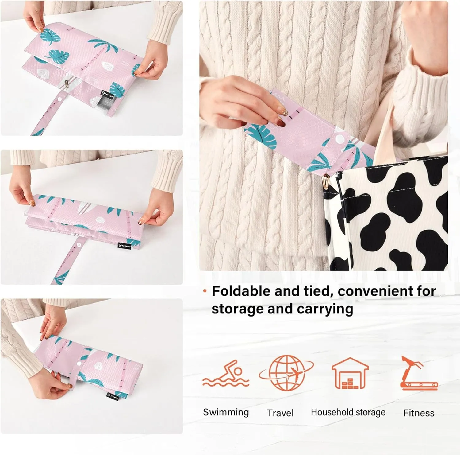 3 Set Packing Cubes Luggage Packing Organizers Pink and Green Palm Trees Pattern Travel Packing Storage Bags for Suitcase Travel Accessories