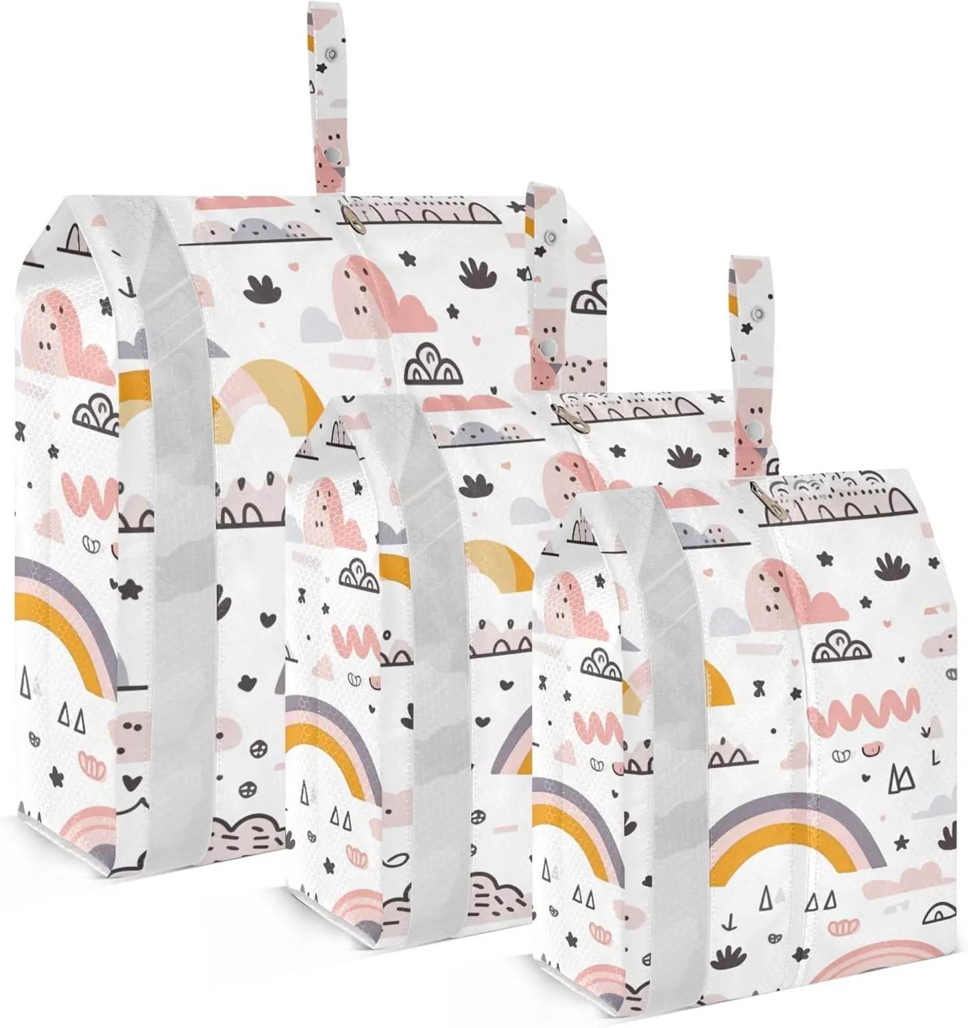 3 Set Packing Cubes Luggage Packing Organizers Pink White Cartoon Pattern Travel Packing Storage Bags for Suitcase Travel Accessories