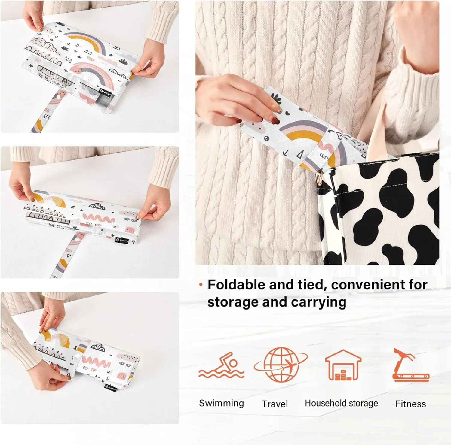 3 Set Packing Cubes Luggage Packing Organizers Pink White Cartoon Pattern Travel Packing Storage Bags for Suitcase Travel Accessories