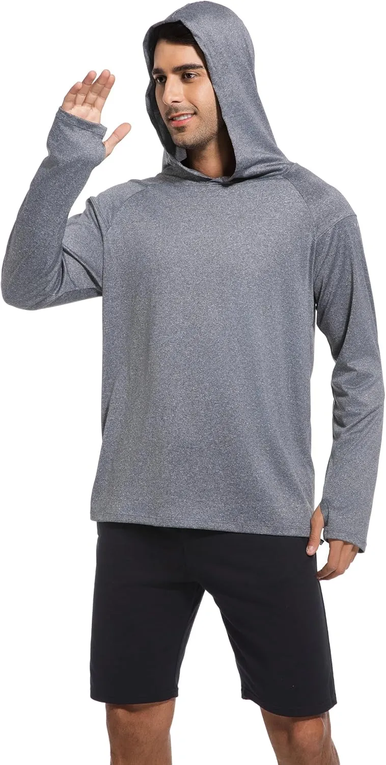 4 Pack Men's Sun Shirts UPF 50  Rash Guard Long Sleeve Sun Protection Hoodies UV Fishing Athletic Workout Hiking Hooded