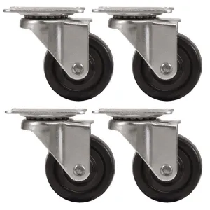 4 Swivel Caster Wheels 4" Top Plate Heavy Duty Non Skid No Mark Ball Bearing Set