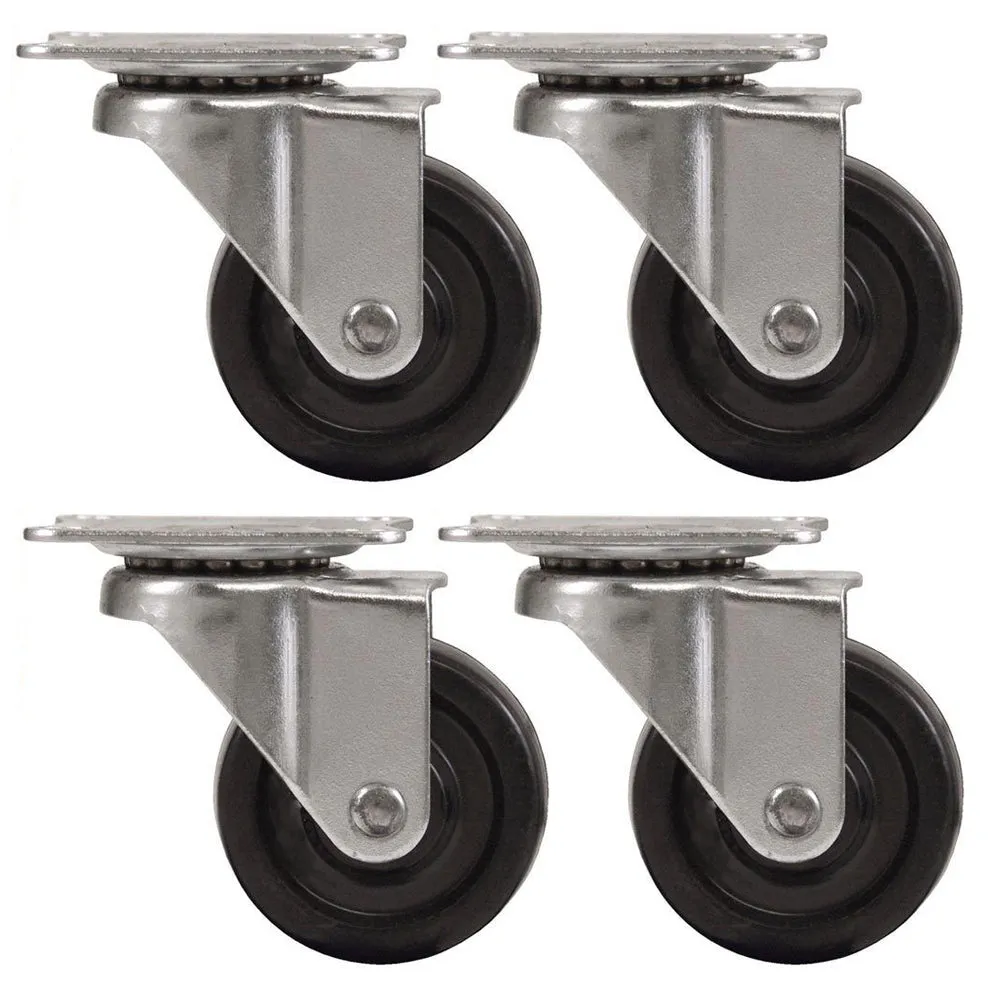 4 Swivel Caster Wheels 4" Top Plate Heavy Duty Non Skid No Mark Ball Bearing Set
