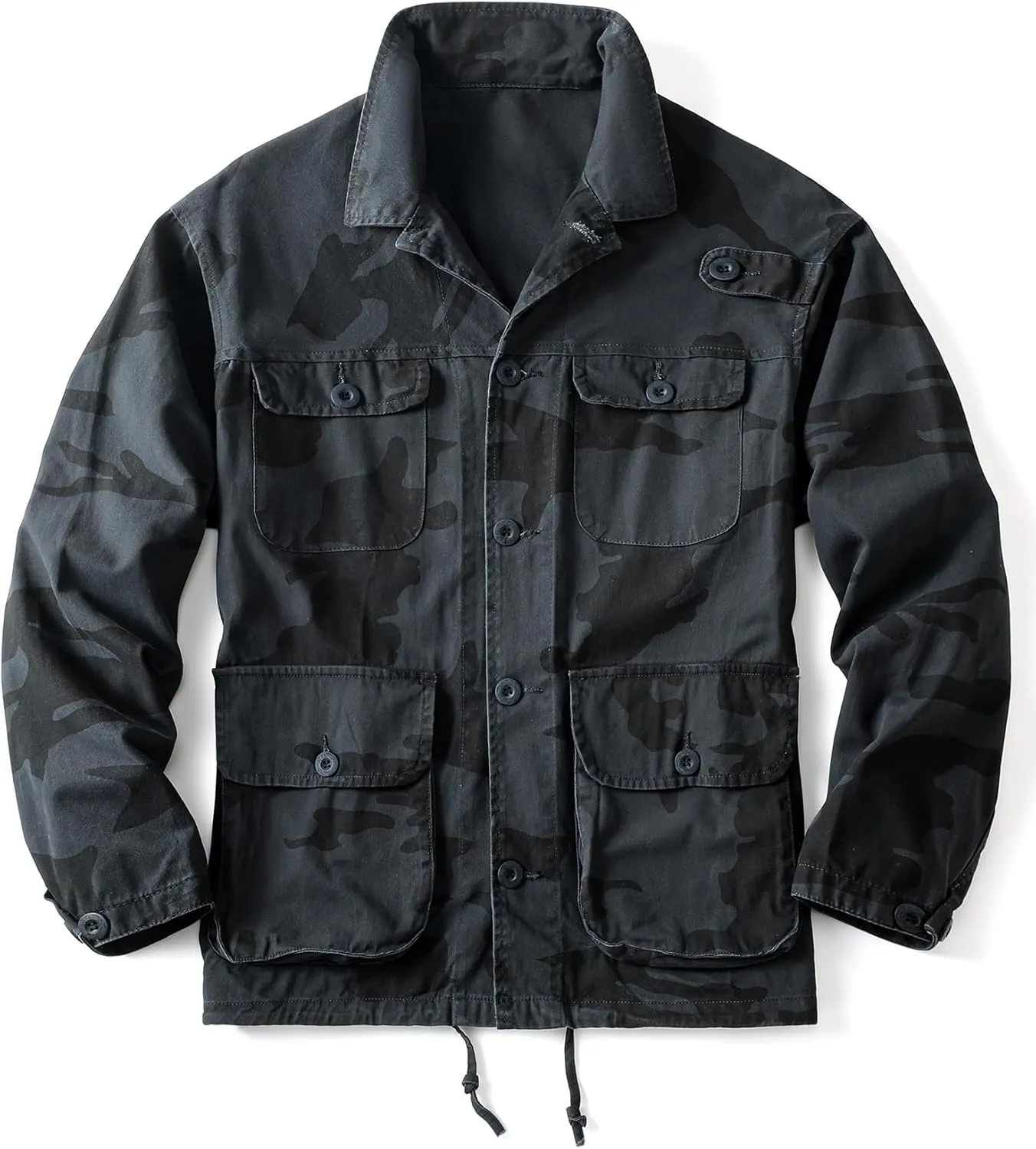AKHKING Men's Camo Jacket M65 BDU Military Field Jacket Cotton Tactical Combat Army With Multi-Pockets Coat