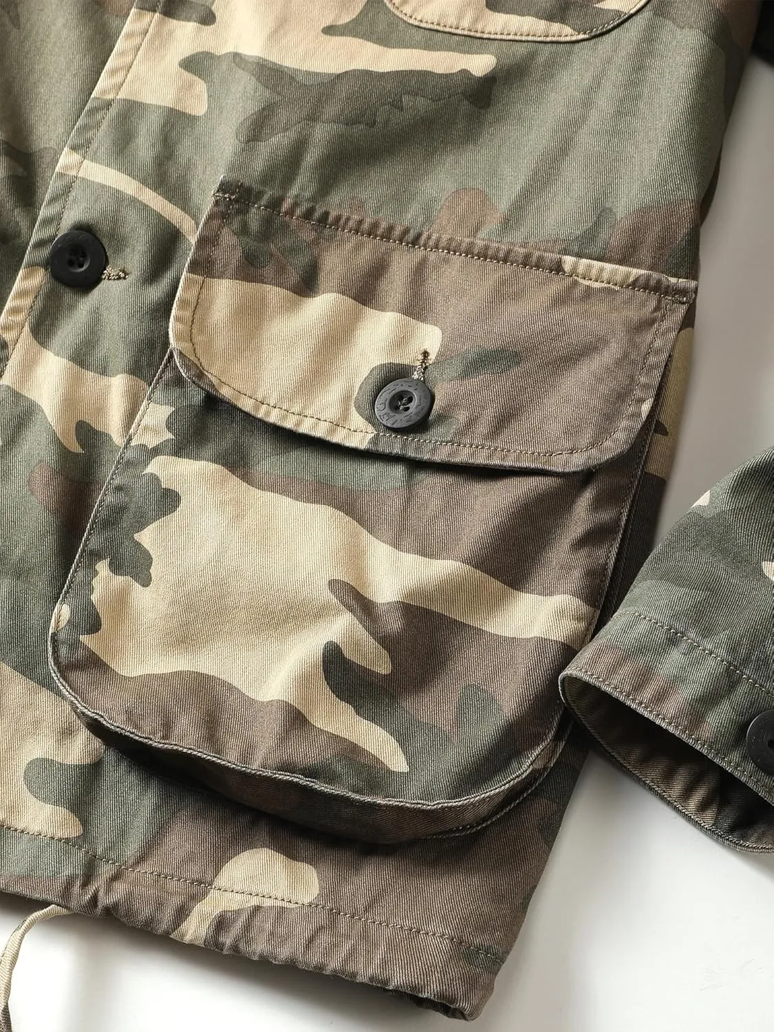 AKHKING Men's Camo Jacket M65 BDU Military Field Jacket Cotton Tactical Combat Army With Multi-Pockets Coat