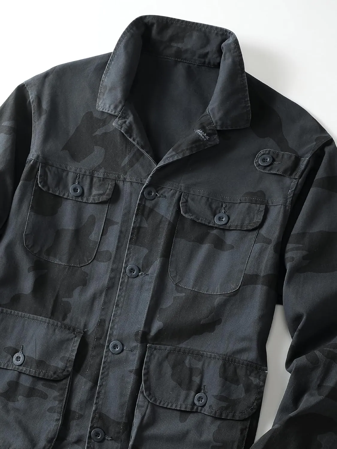 AKHKING Men's Camo Jacket M65 BDU Military Field Jacket Cotton Tactical Combat Army With Multi-Pockets Coat