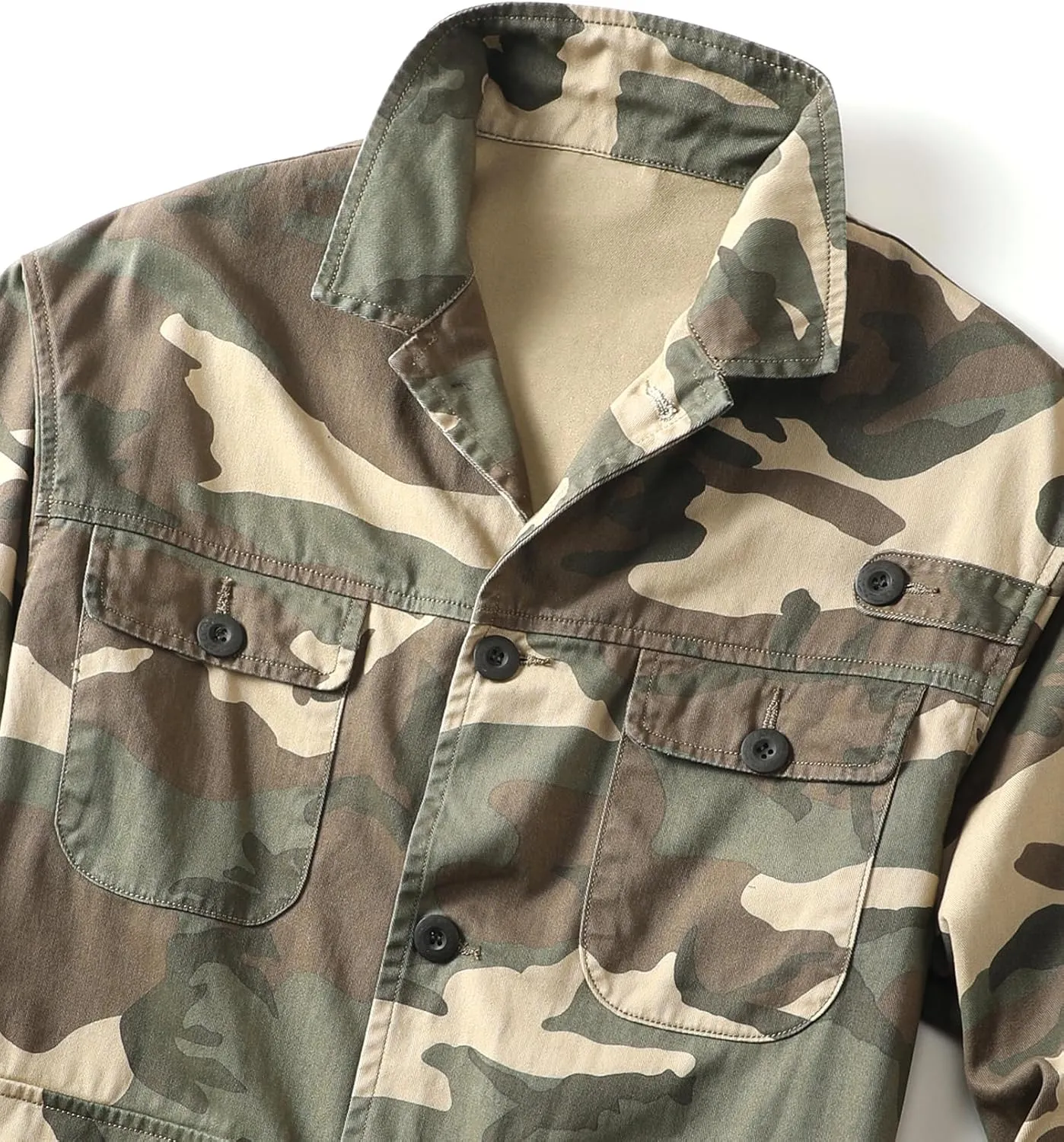 AKHKING Men's Camo Jacket M65 BDU Military Field Jacket Cotton Tactical Combat Army With Multi-Pockets Coat