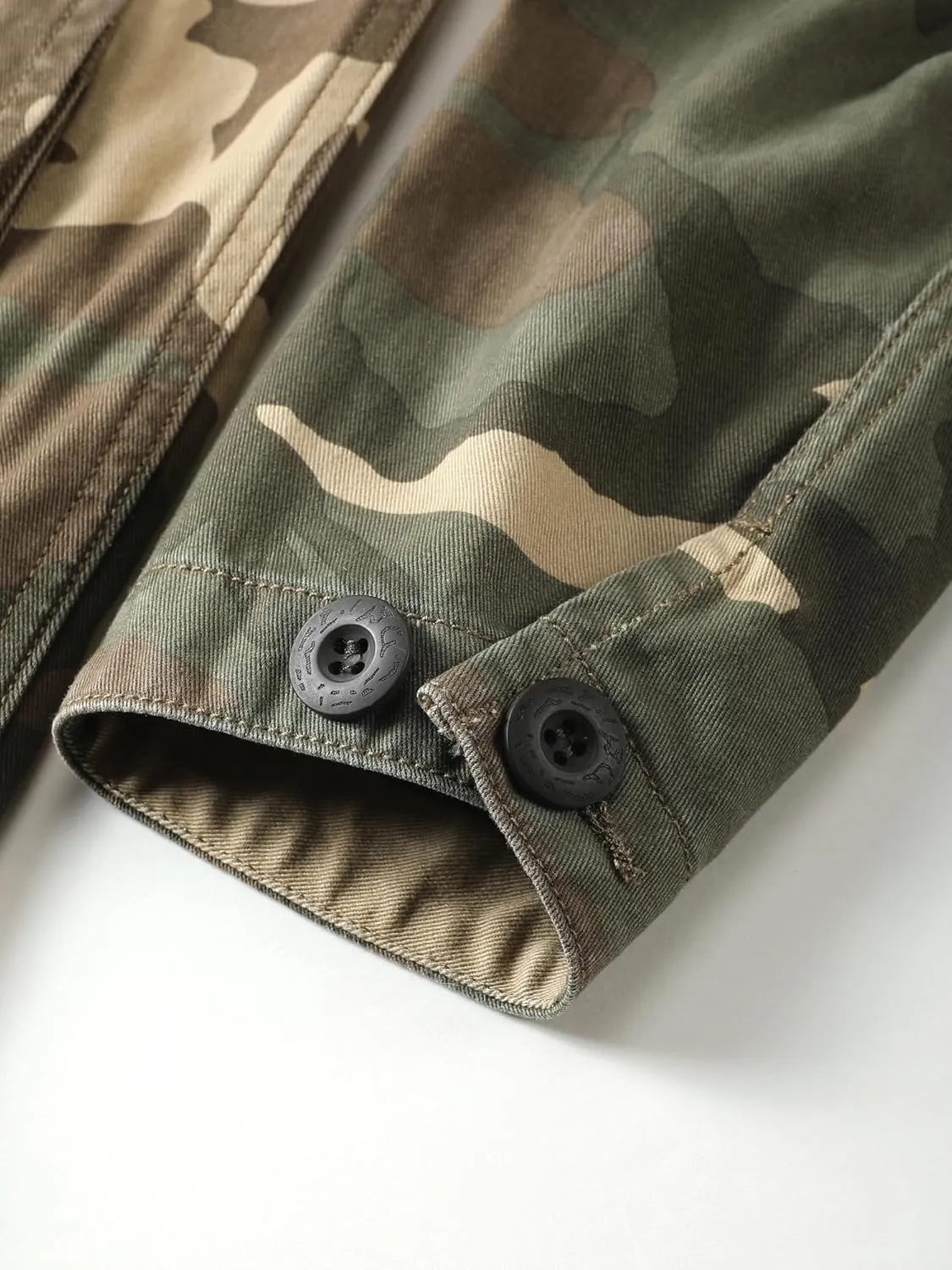 AKHKING Men's Camo Jacket M65 BDU Military Field Jacket Cotton Tactical Combat Army With Multi-Pockets Coat