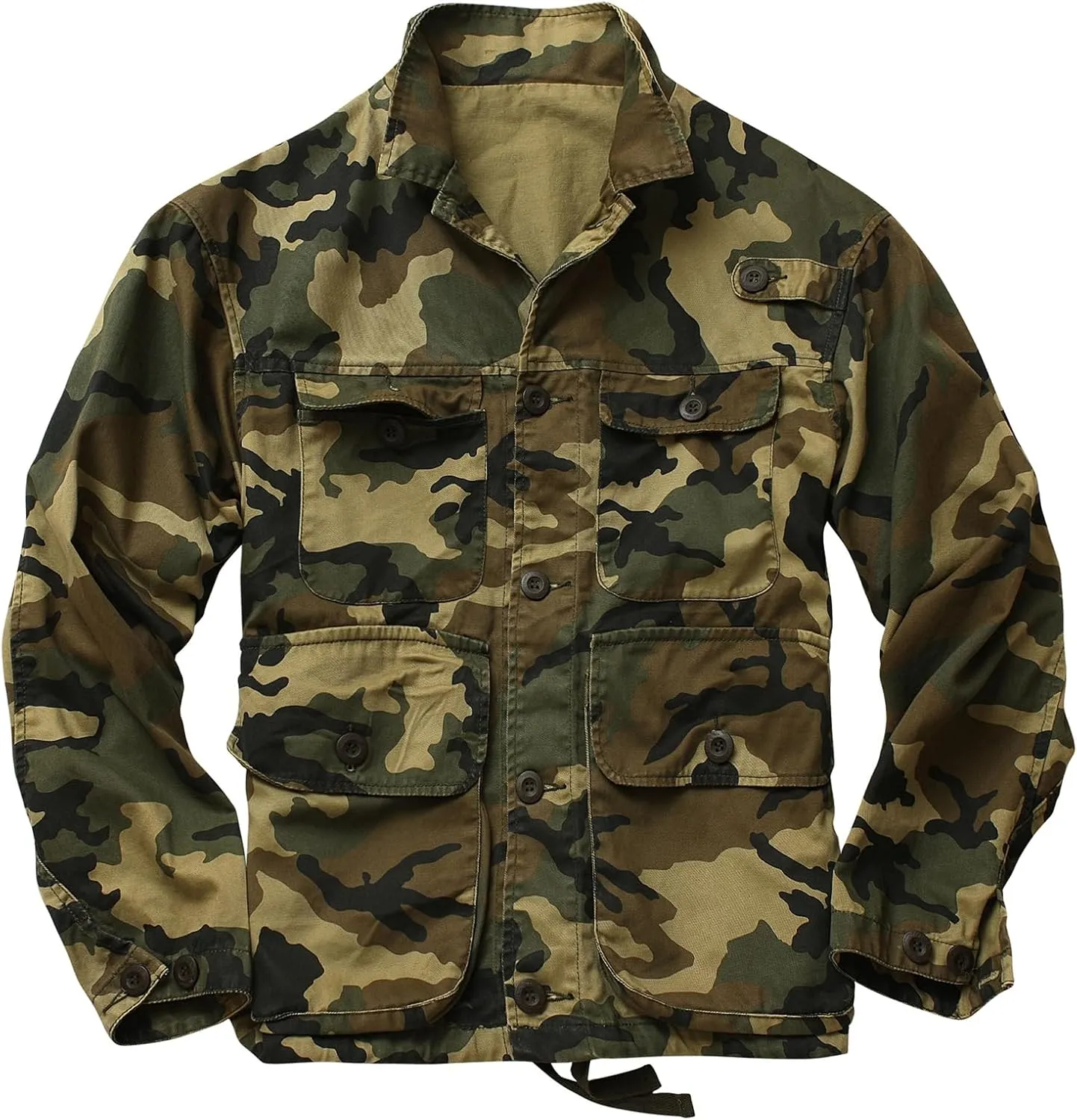 AKHKING Men's Camo Jacket M65 BDU Military Field Jacket Cotton Tactical Combat Army With Multi-Pockets Coat