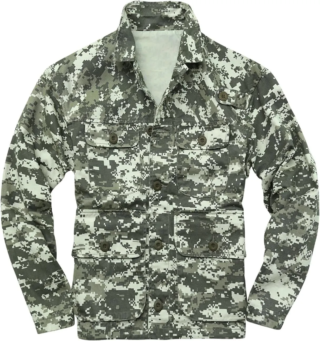 AKHKING Men's Camo Jacket M65 BDU Military Field Jacket Cotton Tactical Combat Army With Multi-Pockets Coat