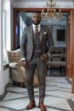 Albie GROOM Brown Men Suits Slim Fit Blazer Classic suits