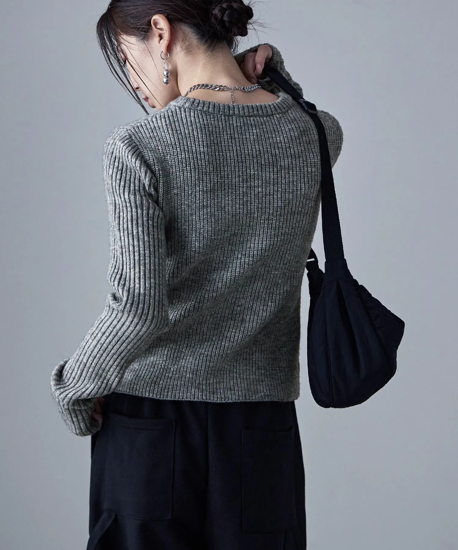 Alpaca touch bustier-like rib knit