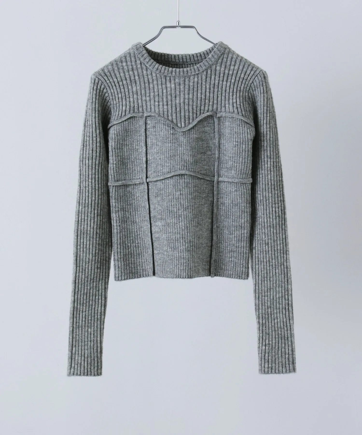 Alpaca touch bustier-like rib knit