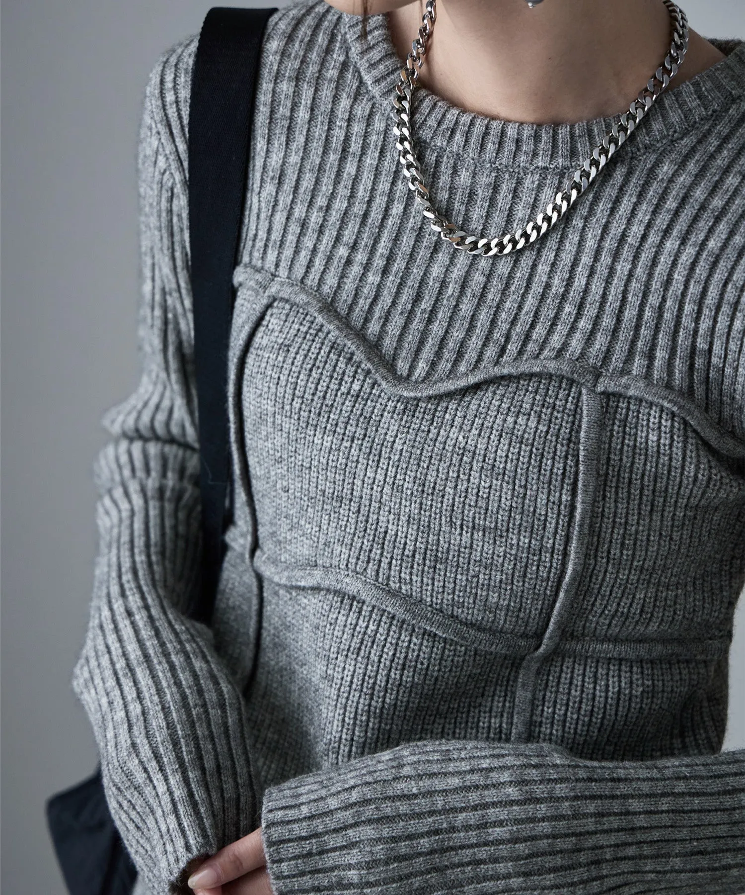 Alpaca touch bustier-like rib knit