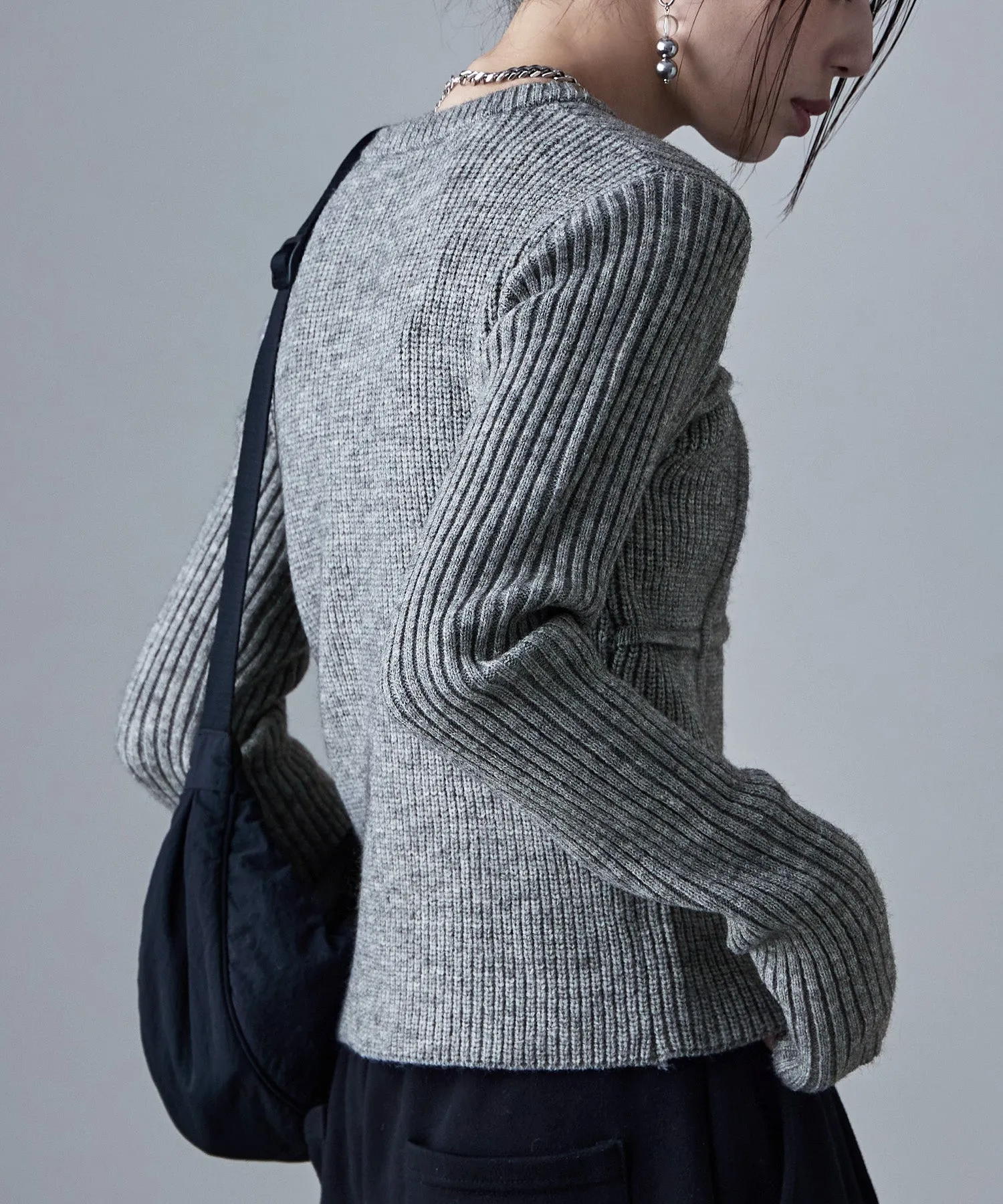 Alpaca touch bustier-like rib knit