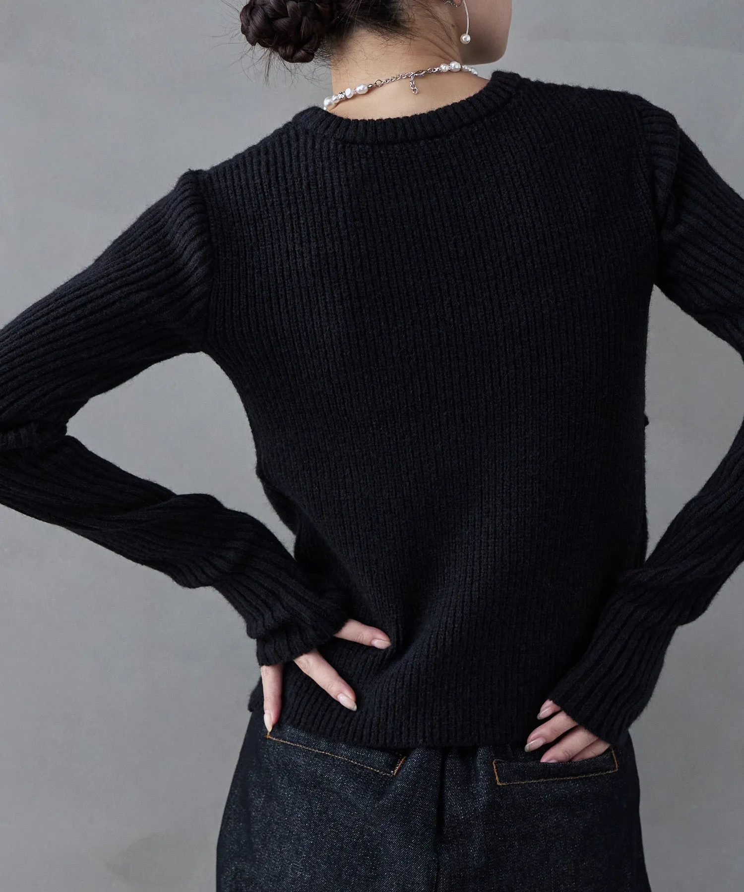 Alpaca touch bustier-like rib knit