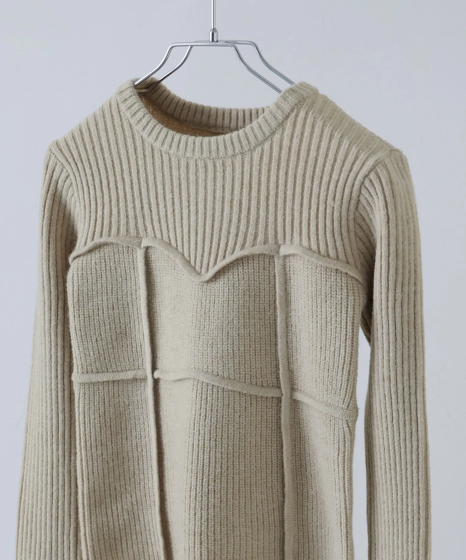 Alpaca touch bustier-like rib knit