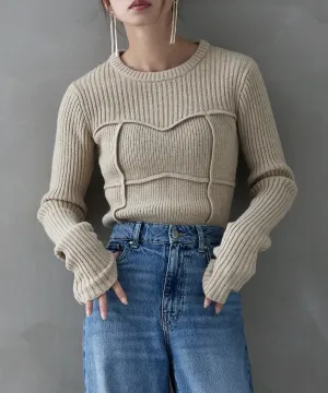 Alpaca touch bustier-like rib knit