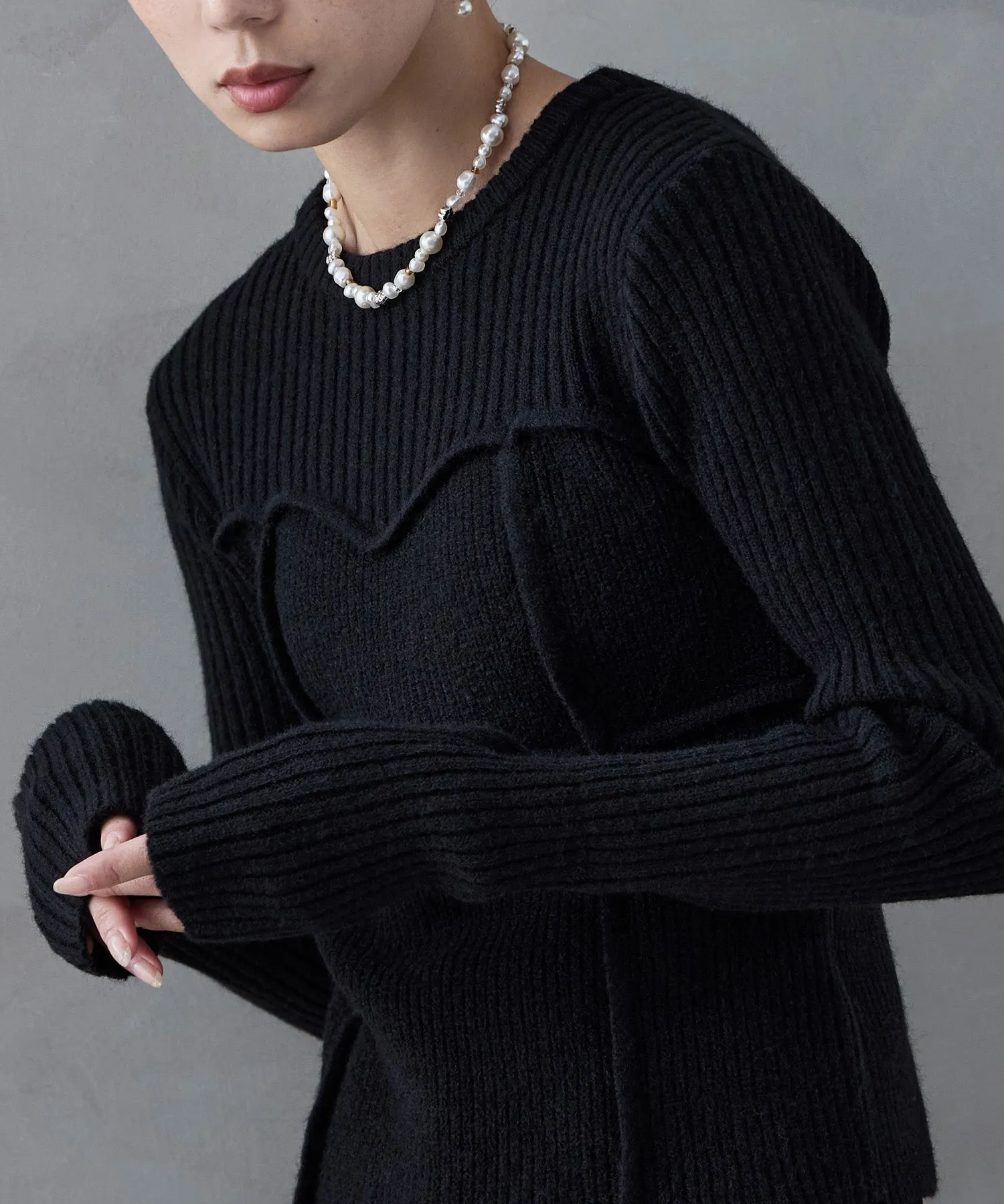 Alpaca touch bustier-like rib knit