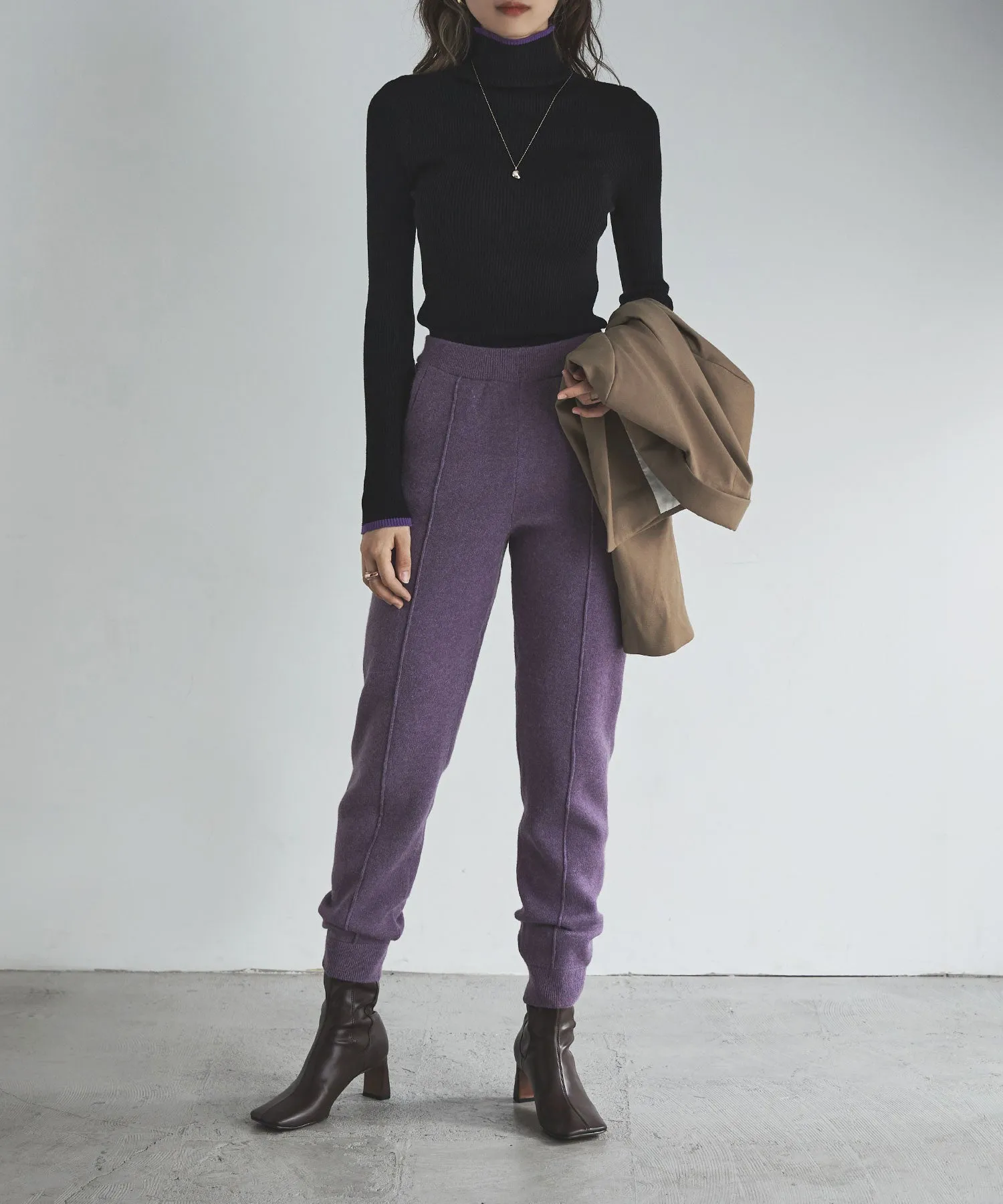 Alpaca touch knit jogger pants