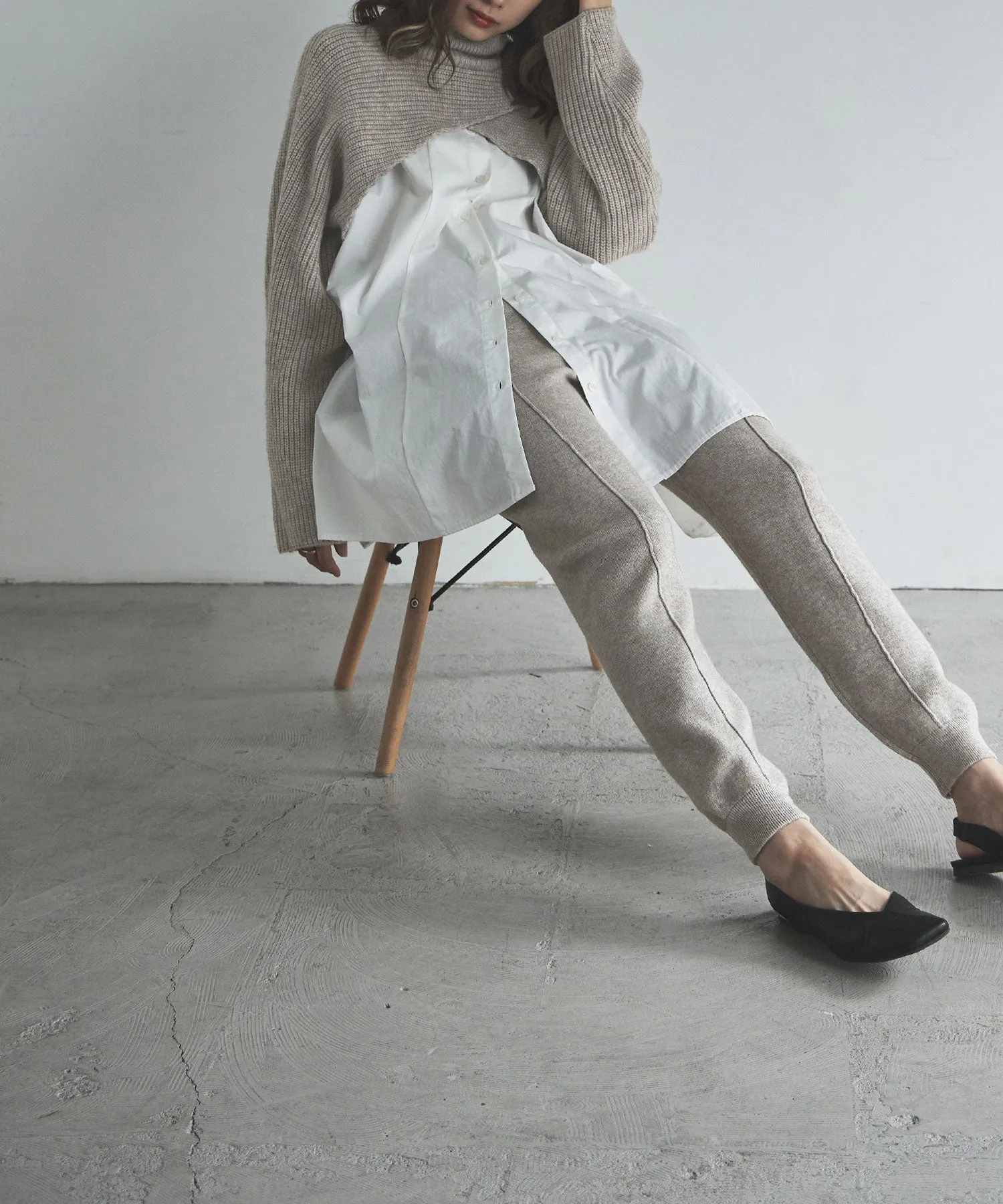 Alpaca touch knit jogger pants