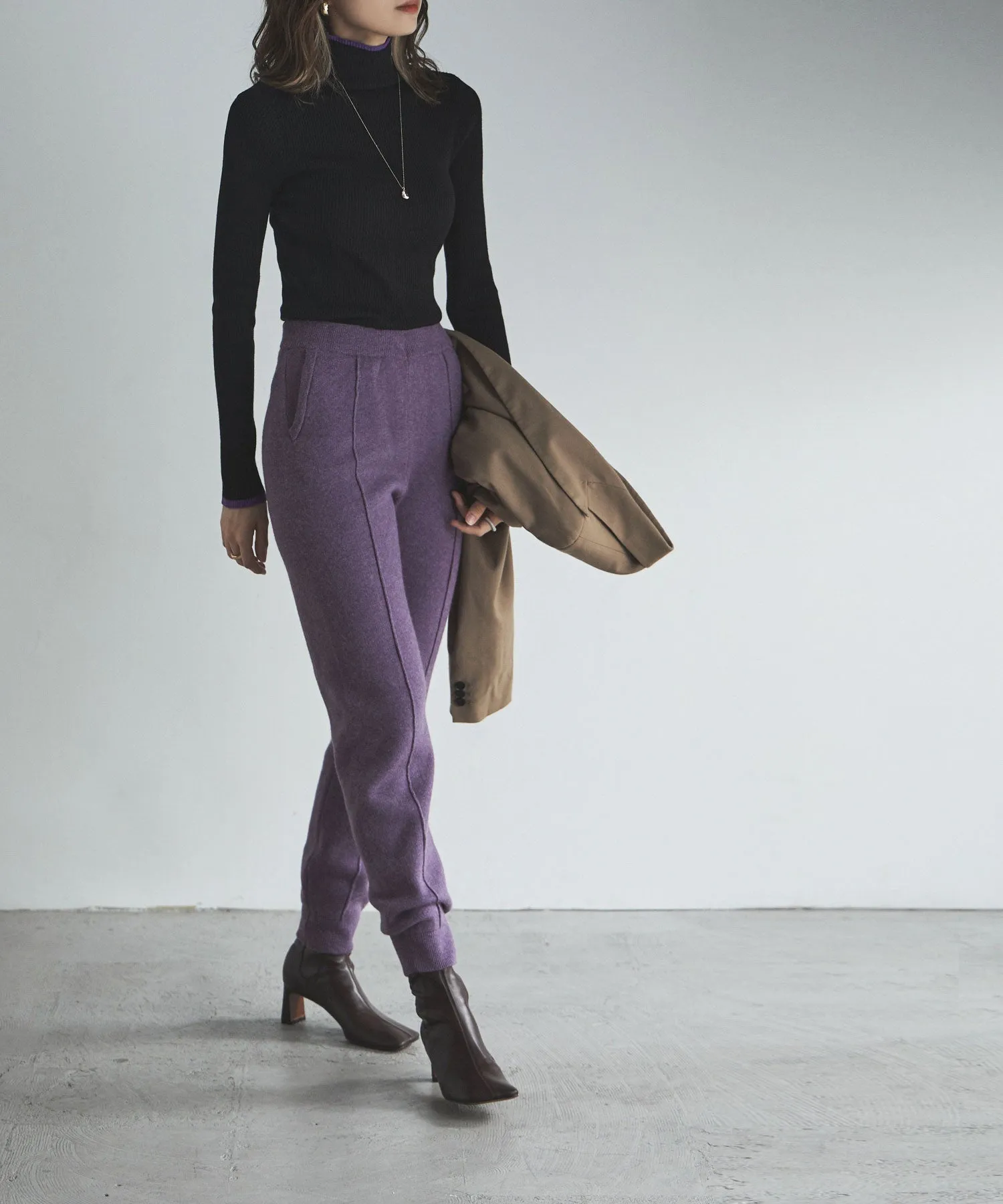 Alpaca touch knit jogger pants
