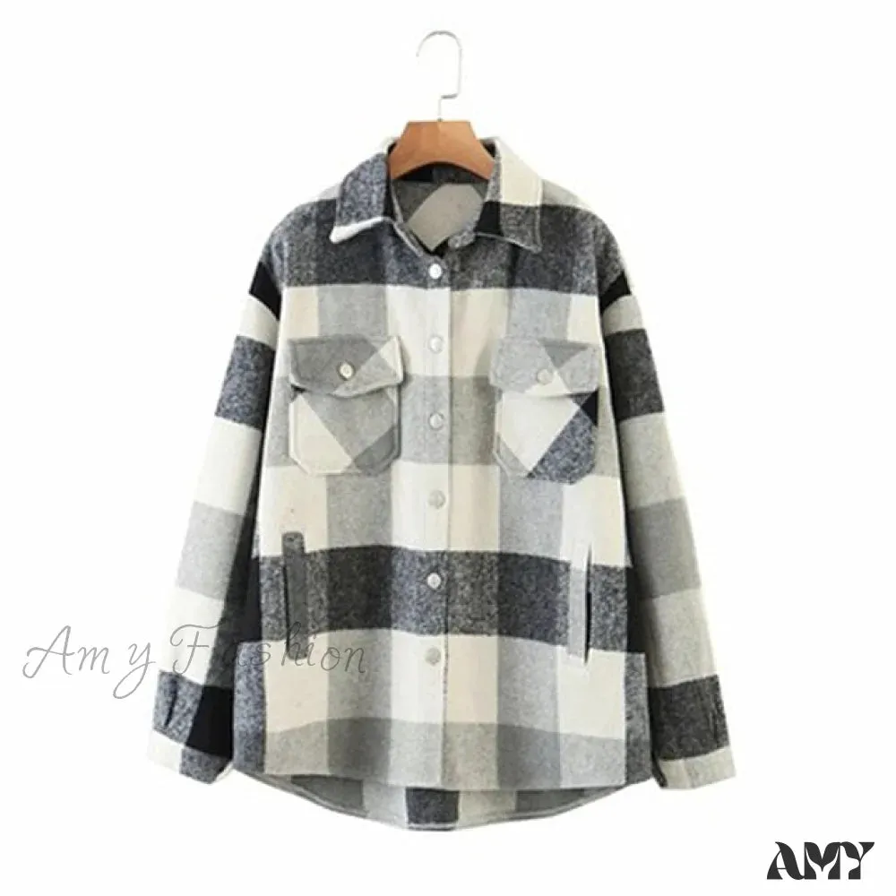 Amy Fashion - Ladies Thick Turn Collar Plus Size Female Coat