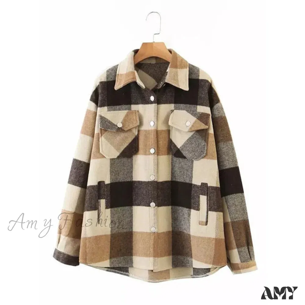 Amy Fashion - Ladies Thick Turn Collar Plus Size Female Coat