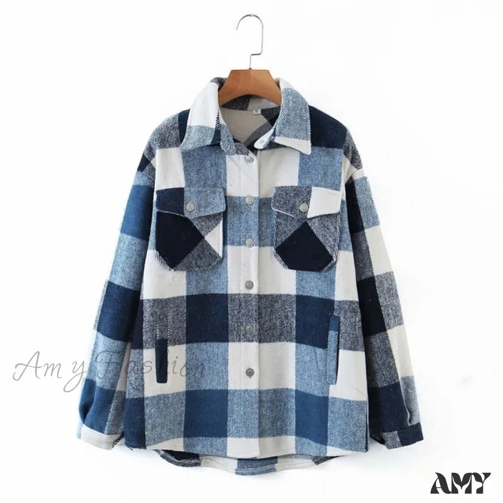 Amy Fashion - Ladies Thick Turn Collar Plus Size Female Coat