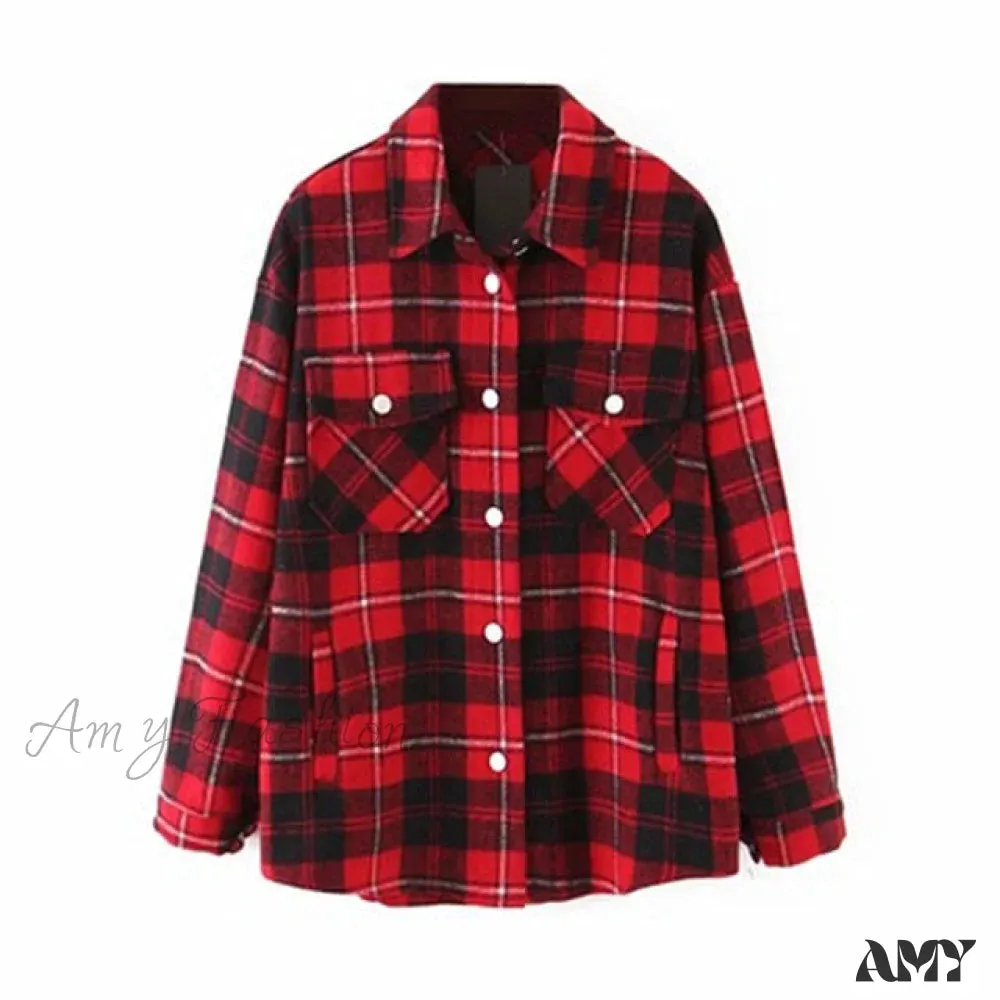 Amy Fashion - Ladies Thick Turn Collar Plus Size Female Coat