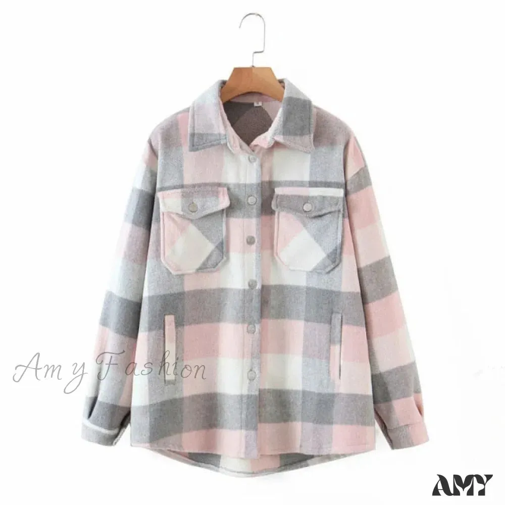 Amy Fashion - Ladies Thick Turn Collar Plus Size Female Coat