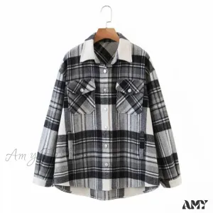 Amy Fashion - Ladies Thick Turn Collar Plus Size Female Coat