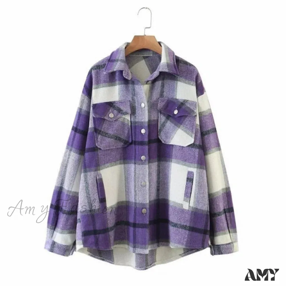 Amy Fashion - Ladies Thick Turn Collar Plus Size Female Coat