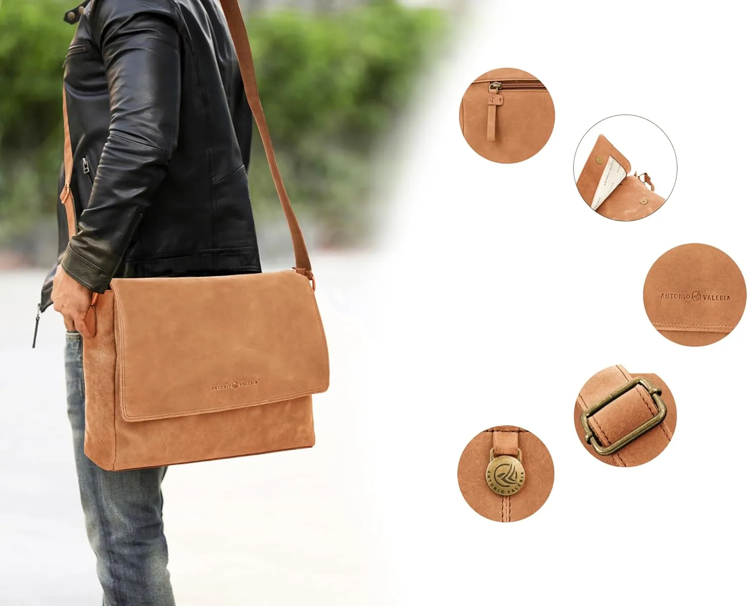 Antonio Valeria Robert Premium Leather Messenger Bag for Men