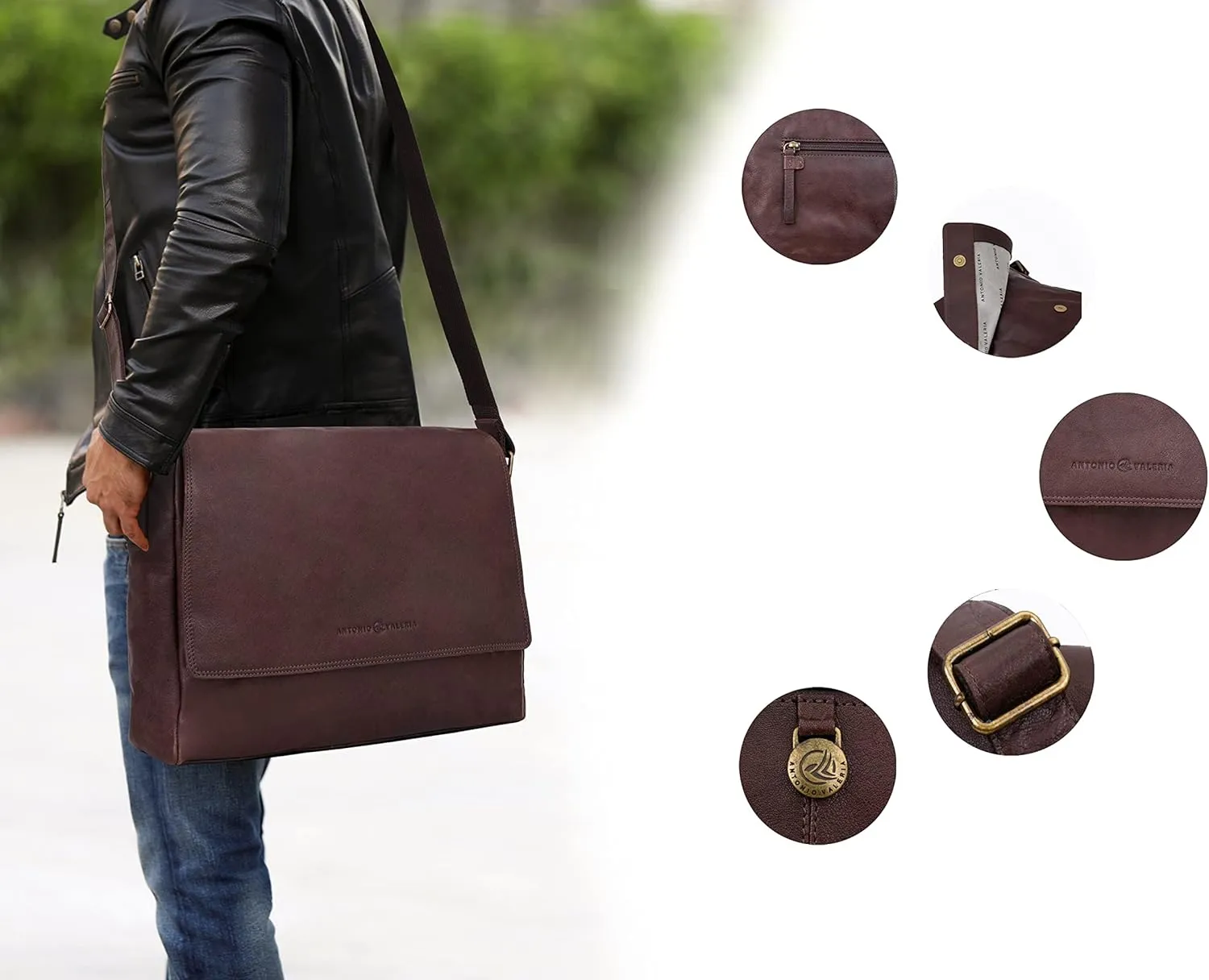 Antonio Valeria Robert Premium Leather Messenger Bag for Men