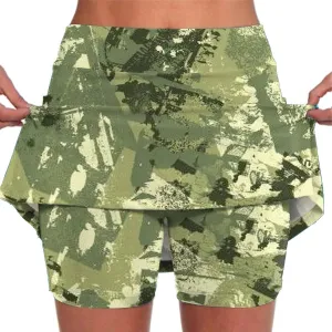 Athletic Skorts for Woman Elastic Tennis Yoga Shorts High Waist Daisy Printed Skirts Tummy Control Skinny Joggers