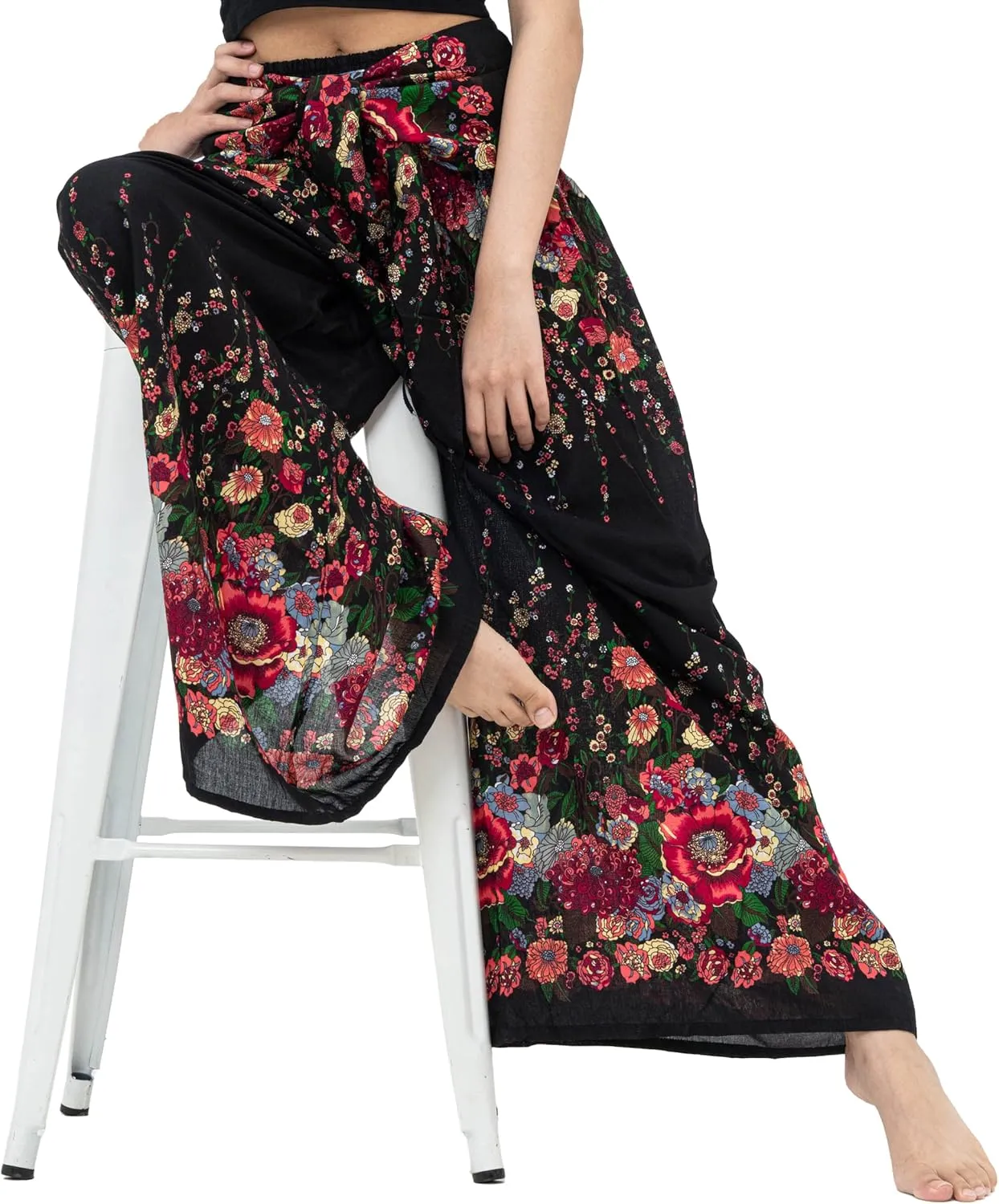 B BANGKOK PANTS Women's Boho Palazzo Pants Yoga Wide Leg Pants