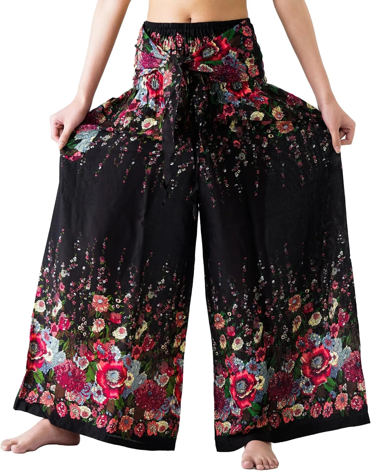 B BANGKOK PANTS Women's Boho Palazzo Pants Yoga Wide Leg Pants