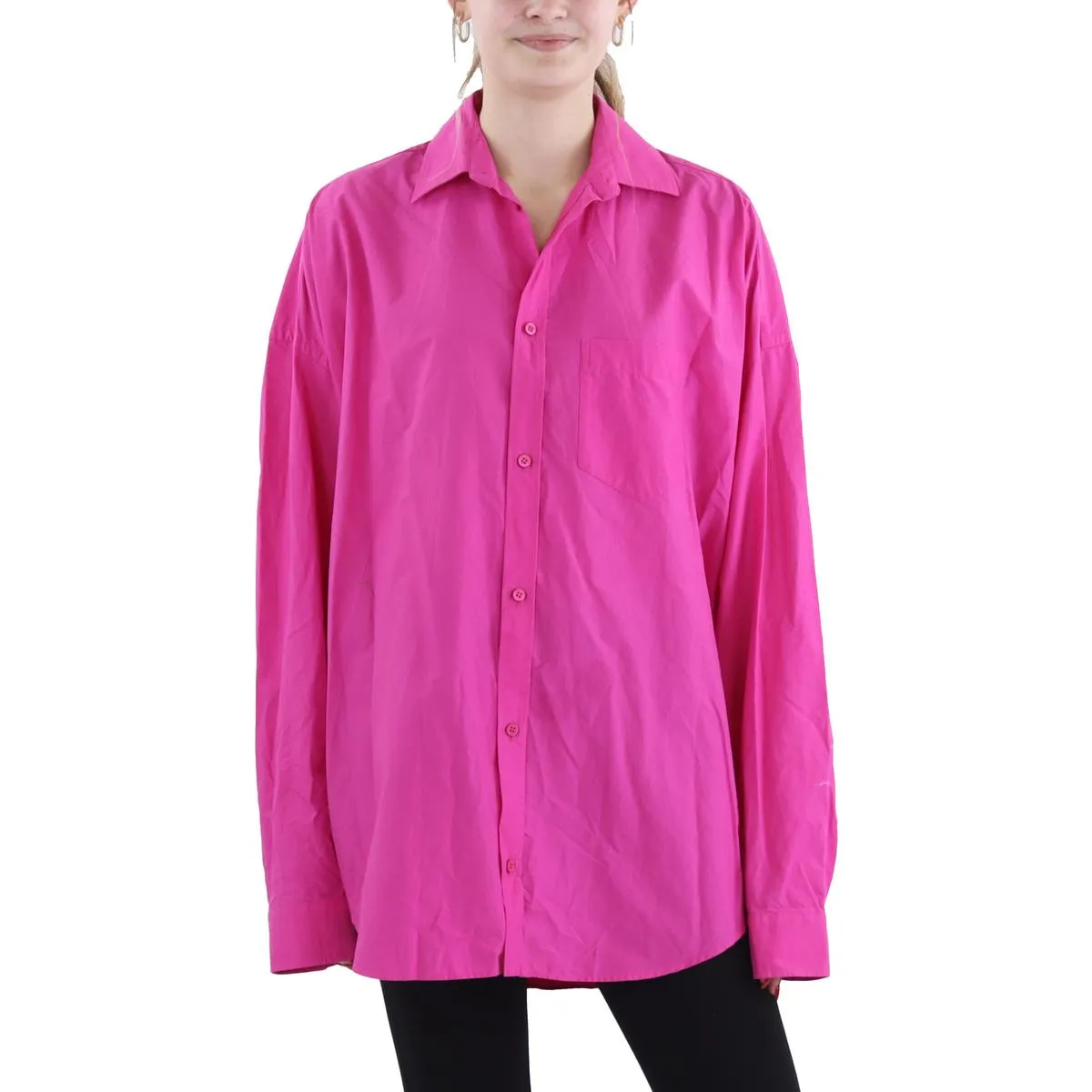 Balenciaga Womens Cotton Logo Button-Down Top