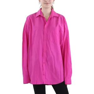 Balenciaga Womens Cotton Logo Button-Down Top