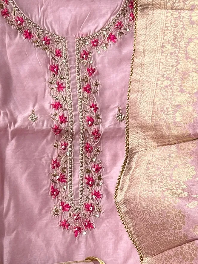 Banarasi Dress Material with Matching Potli