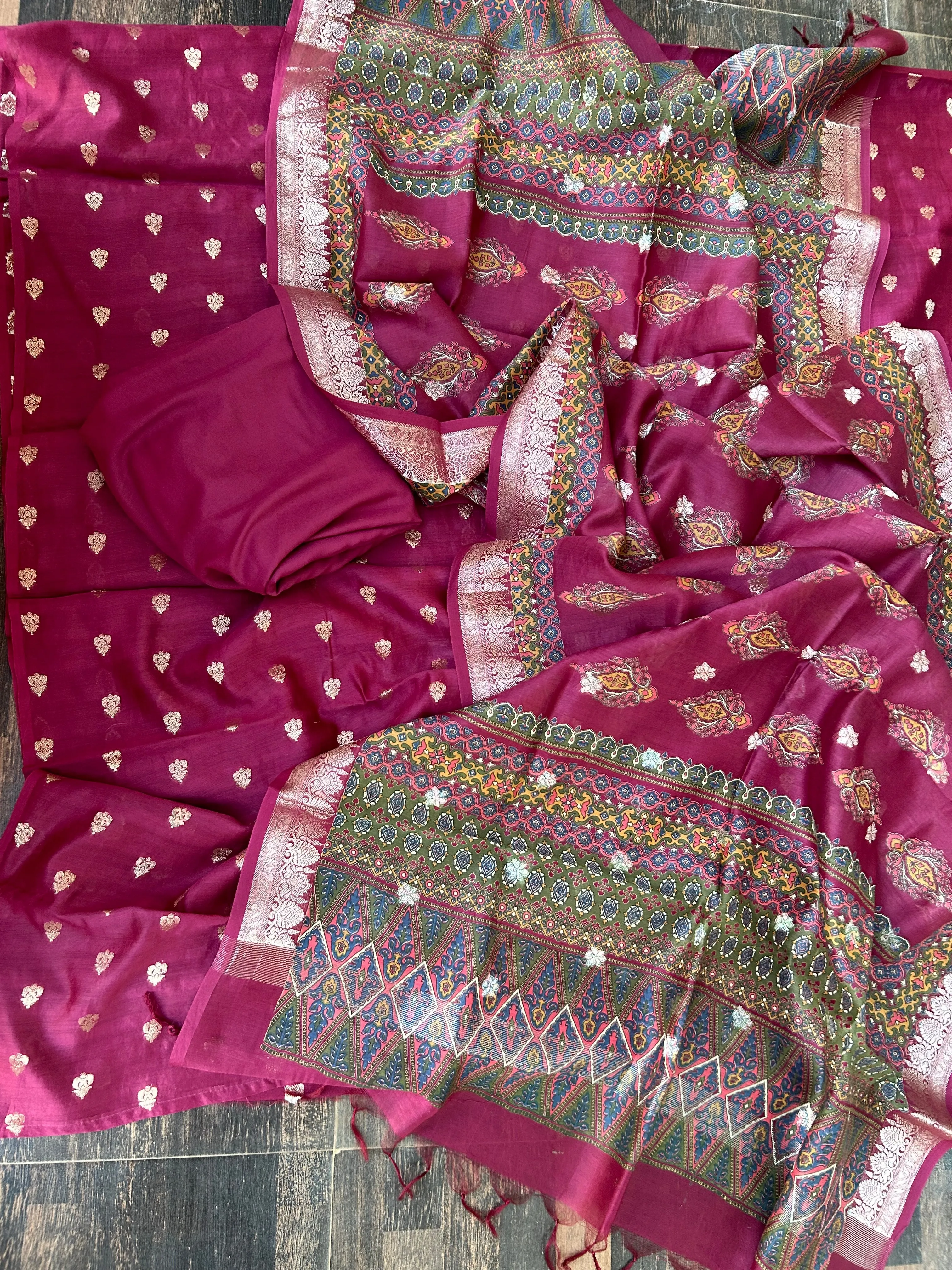 Banarasi Silk Cotton Dress Material