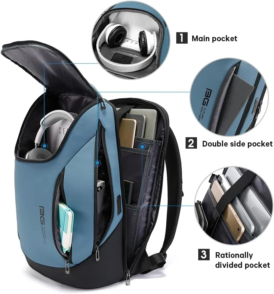 BANGE Business Smart Backpack Waterproof fit 15.6 Inch Laptop Backpack with USB Charging Port,Travel Durable Backpack